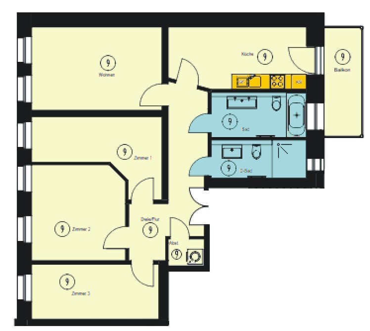 Sanierte 4-Zimmerwohnung im denkmalgeschützten Objekt mit Fußbodenheizung und Parkett ! - Photo 2